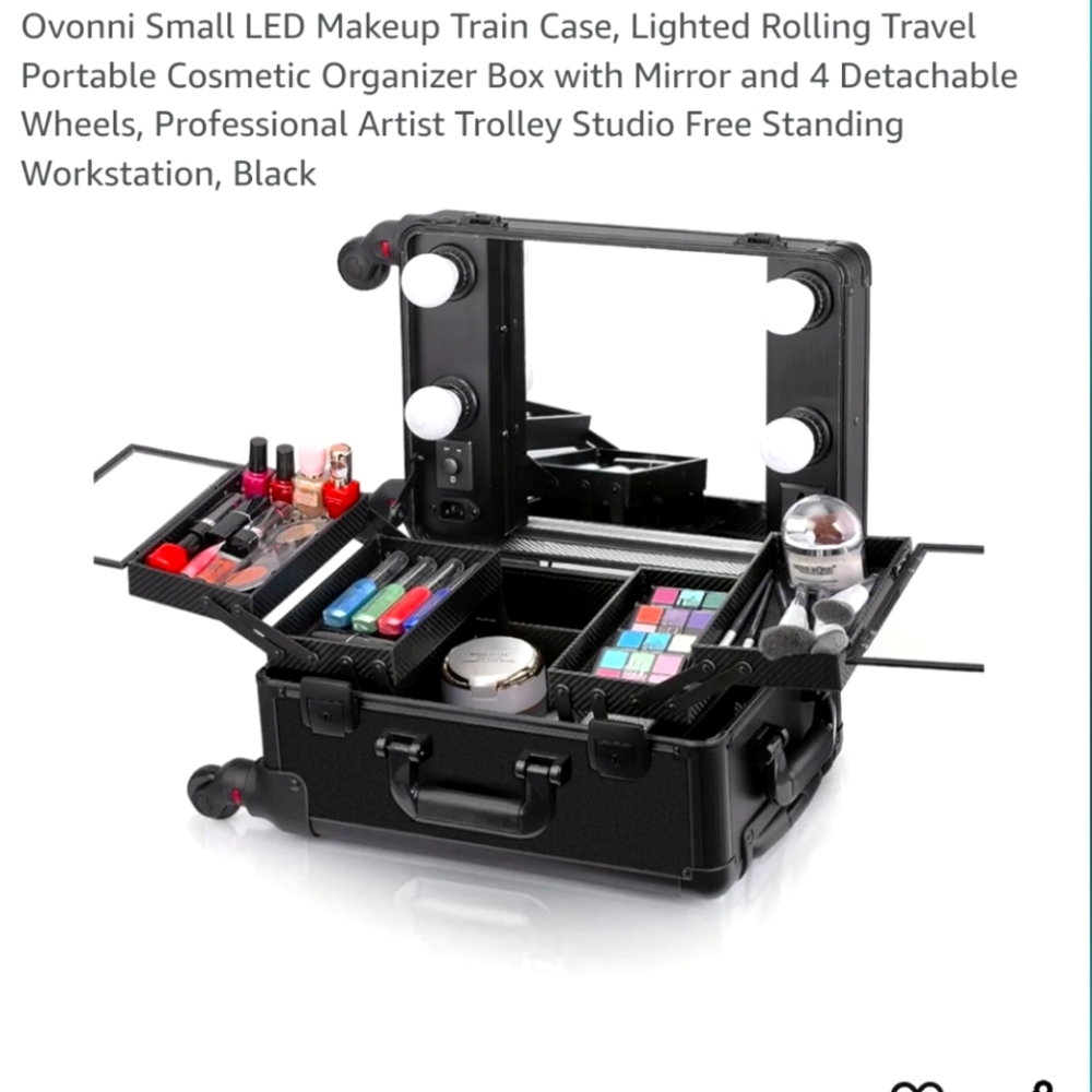 Makeup case cosmetic organizer-  travelling portable with LED lights